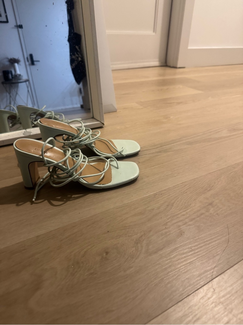Sabo Skirt Mint Lace-Up Block Heels